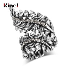 Luxury Boho Women Fashion Antique Rings For Silver Color Punk Leaf Ring Vintage  - £6.68 GBP