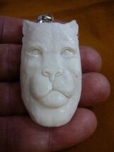 j-panther-7) white Panther wild Cat PENDANT face water buffalo material - $33.96