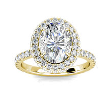 2.50CT Oval Diamond Halo Engagement Wedding Ring 14K Yellow Gold Plated - £74.75 GBP