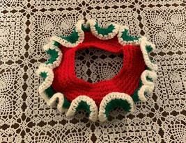 Handmade Crocheted Red White Green Christmas Scrunchie Dog Decorative Co... - £10.01 GBP