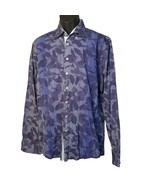 Haupt Germany Striped Leaf Print Button Down Shirt Long Sleeve Size L - $27.44