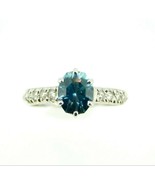 14k White Gold 2.88ct Blue Genuine Natural Zircon and Diamond Ring (#J5004) - $1,470.13 CAD