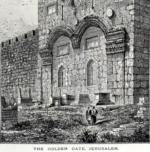 The Golden Gate In Jerusalem 1909 Wood Engraving The Life Of Christ DWFF8 - £25.91 GBP
