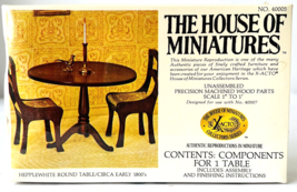 House of Miniatures 1977 Kit #40005 1:12 Hepplewhite Round Table Cir Ear... - £8.38 GBP