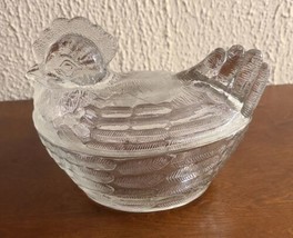 Vintage Clear 7&quot; Hen On Nest Covered Candy Dish - £11.19 GBP