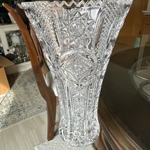 Antique Eapg Early American Pressed Glass Corset Vase Diamond Quilt Starburst - £54.66 GBP