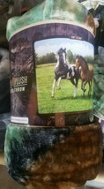 Horses Out in the Field American Heritage Woodland Plush Raschel Throw blanket - £18.98 GBP