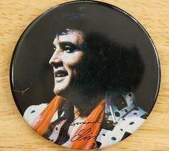 Vintage Sincerely Elvis Presley Pin Metal Concert Photo Pinback Button 3.5&quot; L-C - £15.39 GBP