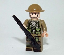 British WW2 Army Soldier D machine gunner  Building Minifigure Bricks US - £5.45 GBP