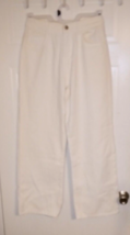 Woman&#39;s White Cotton Wide Leg Jeans - Back Half Elastic Waistband - Size: S - £9.17 GBP
