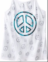 SO Girls 7-16 Sequin Peace Sign Halter Knit Top New White Built in Shelf... - $11.99