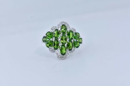 Vintage Genuine Faceted Green Chrome Diopside 925 Sterling Silver Size 9 Ring - £111.64 GBP