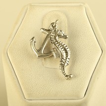 Vintage Sterling Silver Signed JMF Seahorse Anchor beach Charm Pendant - £23.80 GBP