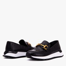 The Milan Black Croc-Embossed Leather Women Sneaker image 7