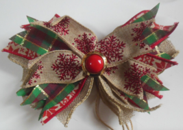 Handmade Christmas Messy Bow  7&quot; x 5&quot; - £12.44 GBP