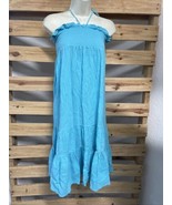 Sand N Sun Beach Dress Woman&#39;s Size M Blue Stretchy Tube Top Halter Beac... - $27.14 CAD