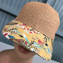 Heavy Floral Straw Summer Vacation Sun Beach Vacation Strap Baseball Cap Hat  - £13.97 GBP