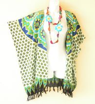 CB108 Green Cardigan Duster Kimono Open Front Jacket Cover up Top -up to 5X - $24.90