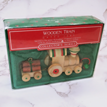 1985 vintage Hallmark Collector&#39;s Series Wooden Train Christmas Ornament &amp; Box - £5.92 GBP