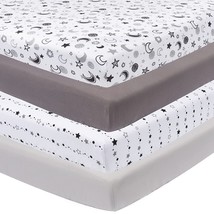 4 Pack Star And Moon Neutral Unisex Fitted Baby Crib Sheets Set For Baby Boys Or - £37.93 GBP