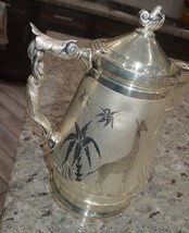 Antique Silver-Plated Ice Pitcher by James Stimson, Floral &amp; Animal Deco... - $125.00