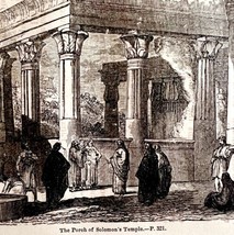 Porch Of Solomons Temple 1841 Victorian Woodcut Religious Antique Art DWZ3A - £38.60 GBP