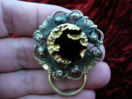 #E-352) Black Gold Czech 1940&#39;s Eyeglass brooch id badge holder loop eye... - $20.99
