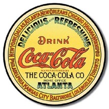 Coca Cola Coke Round Keg Label Advertising Vintage Retro Style Metal Tin Sign - £17.49 GBP