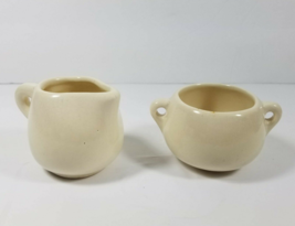 Small Creamer and Sugar Set Cream Color Stoneware Ceramic Pitcher Jug - £7.09 GBP