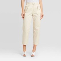 WHO WHAT WEAR Solid Birch Color Tapered Trouser Natural Waist Woman&#39;s Sz... - $24.50