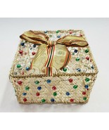 Gift box Present beaded golden wire net 5&quot;x 5&quot; Christmas Décor - £11.06 GBP