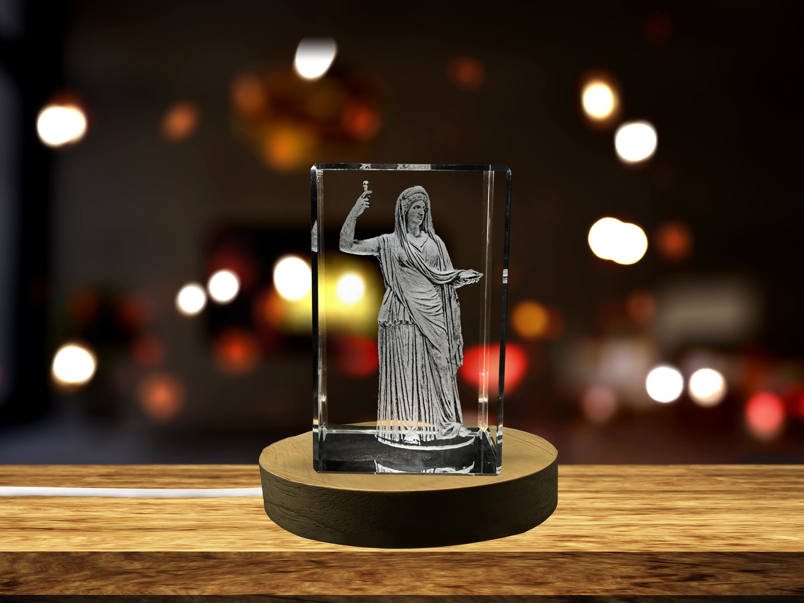 LED Base included | Hera 3D Engraved Crystal Keepsake/Gift/Decor/Collectible