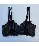 Vintage Victoria’s Secret Black Lace Bra Size 34D Sexy Sheer Boning Stra... - £19.57 GBP