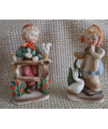 Collectible Figurines Boy with Squirrel, Girl with Duck Japan As Is - £27.90 GBP