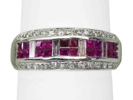 1.35ct tw LeVian Designer Natural Ruby &amp; Diamond Ring 18k White Gold Size 9.75 - £861.28 GBP