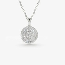 0.66Ct Round Cut Moissanite Cluster Circle Chain Necklace 14K White Gold... - £54.68 GBP