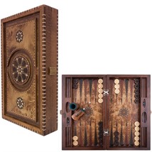 Backgammon Set AVALON Mosaic and Carved Design Art - 20.5 &quot; / 52,5 cm - $593.01