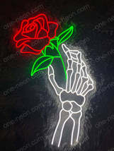 Skull Hand Holding Rose | LED Neon Sign - £216.52 GBP+
