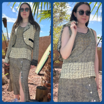 Vintage 80s Surya 3-Piece Ensemble Costume Jupe Veste Haut Femmes Petit ... - $62.36