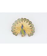 14K Gelbgold Emaille Pfauenbrosche Topazio Wunderschön - €565,23 EUR