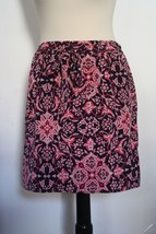 Francesca&#39;s L Pink Blue Paisley Elastic Waist Pull On Skirt Pockets - £13.47 GBP