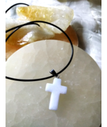Necklace with Milk or Snowy Quartz Cross Pendant Natural stone Women Men Teens - $8.50
