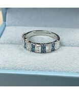 2Ct Blau Rund &amp; Smaragd Schliff Abwechselnd Kunstdiamanten Grown Diamant... - $3,395.60+