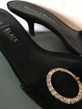 White House Black Market Womens Sandals  Black Heel 9M Rhinestone Dressy - £7.57 GBP
