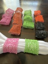 Colorful LACE NAPKIN RINGS Set of 16 -  4&quot; X 2&quot; - £15.81 GBP