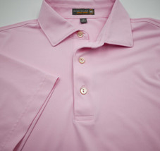 Peter Millar Crown Summer Comfort Solid Pink Men&#39;s Golf Polo Shirt Size M - £51.40 GBP