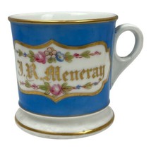 Shaving Mug J. R. Meneray Vintage Porcelain Name Early 20th Century Blue... - $23.38