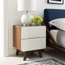 Origin Wood Nightstand or End Table Walnut White MOD-6073-WAL-WHI - £123.05 GBP