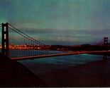Golden Gate Bridge at Night San Francisco California UNP Chrome Postcard  - £3.12 GBP