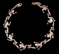8&quot; Kiss a FROG sterling bracelet - Vintage signed jewelry - fairytale Toad - whi - £67.94 GBP